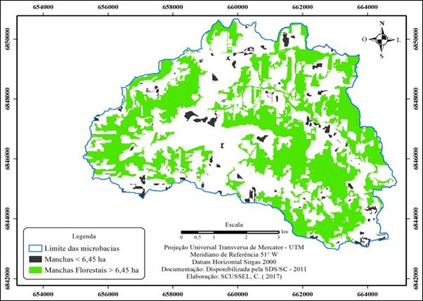 Descrição: C:\Users\User\Documents\MESTRADO UNESC 2016\DISSERTAÇÃO\2 MATERIAL E MÉTODOS\MAPAS FINAIS 2018 MICROBACIA\COM AS PEQUENOS FRAGS.jpg