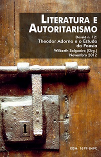 Capa do Dossiê n. 12 do Periódico Literatura e Autoritarismo com o título "Theodor Adorno e o Estudo da Poesia"