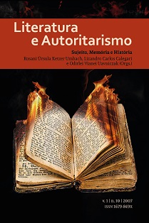 Capa da edição n. 10 da revista Literatura e Autoritarismo, com o título Sujeito, Memória e História