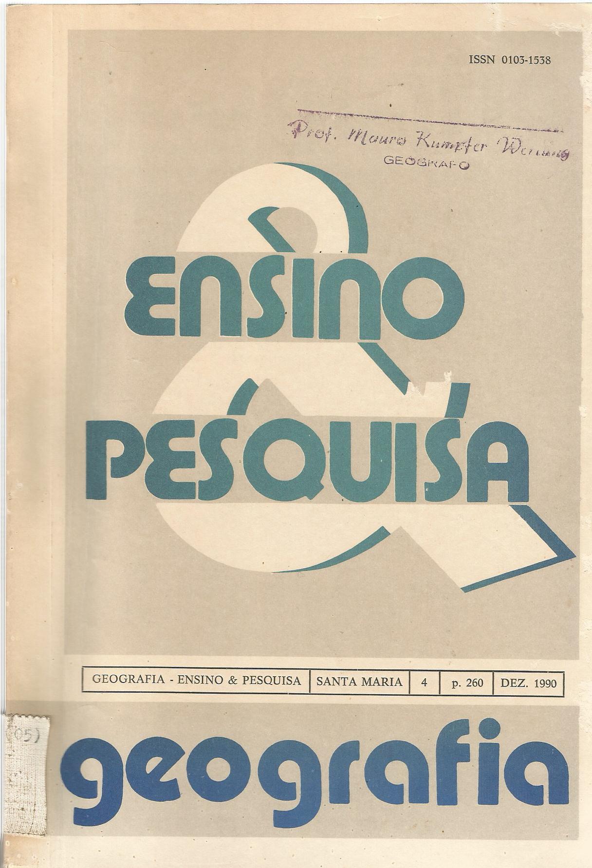 					Visualizar Vol. 4, n. 1, jan/dez (1990). Geografia Ensino & Pesquisa.
				