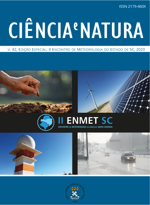 					View Vol. 42 (2020): Special : II ENCONTRO DE METEOROLOGIA DO ESTADO DE SC
				