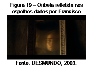 Caixa de texto: Figura 19 – Oribela refletida nos espelhos dados por Francisco
 
Fonte: DESMUNDO, 2003.

